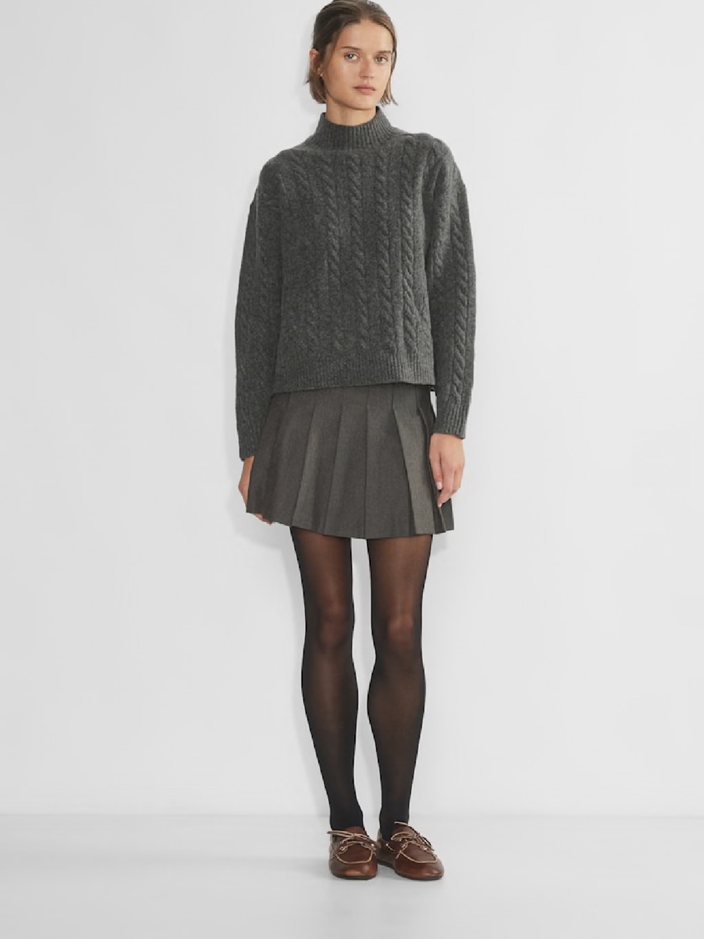 Sunday Best Olive Pleated Mini Skirt in Charcoal